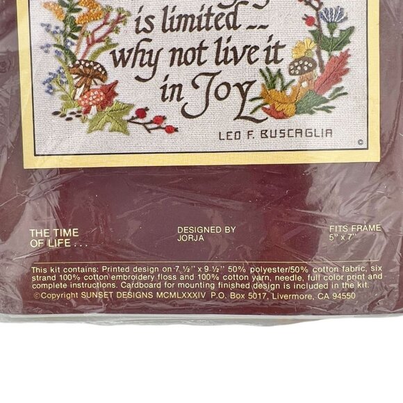 Sunset Stitchery Kit 746 The Time Of Life Is Limited Cross-Stitch Set Fits #3322 - Picture 4 of 5